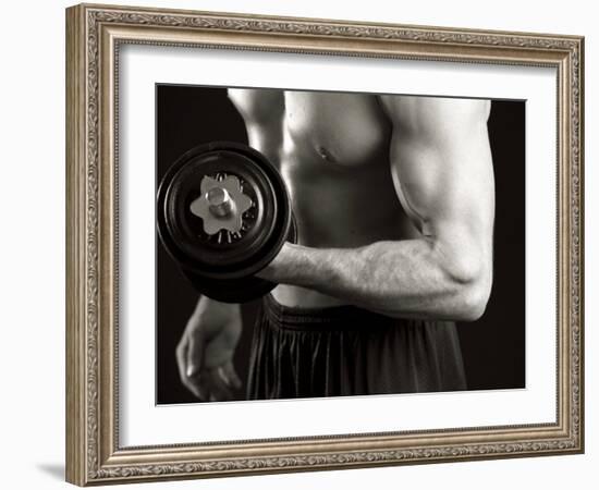 Man Working Out with Hand Wieghts, New York, New York, USA-Chris Trotman-Framed Photographic Print