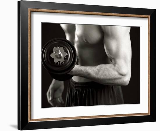 Man Working Out with Hand Wieghts, New York, New York, USA-Chris Trotman-Framed Photographic Print