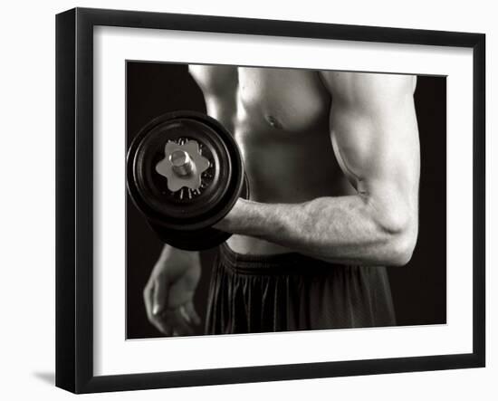 Man Working Out with Hand Wieghts, New York, New York, USA-Chris Trotman-Framed Photographic Print