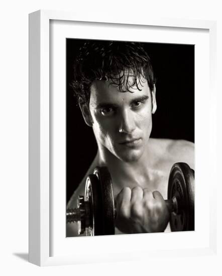 Man Working Out with Hand Wieghts, New York, New York, USA-Chris Trotman-Framed Photographic Print