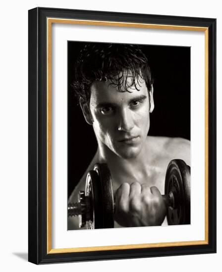 Man Working Out with Hand Wieghts, New York, New York, USA-Chris Trotman-Framed Photographic Print