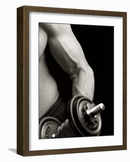 Man Working Out with Hand Wieghts, New York, New York, USA-Chris Trotman-Framed Photographic Print