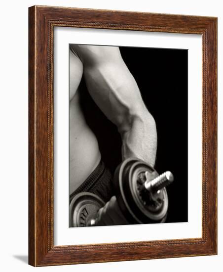 Man Working Out with Hand Wieghts, New York, New York, USA-Chris Trotman-Framed Photographic Print