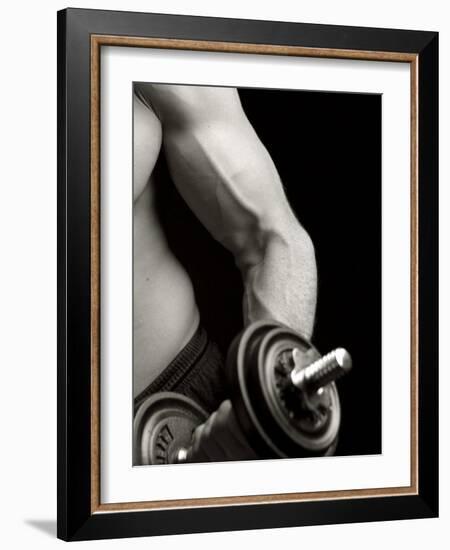 Man Working Out with Hand Wieghts, New York, New York, USA-Chris Trotman-Framed Photographic Print