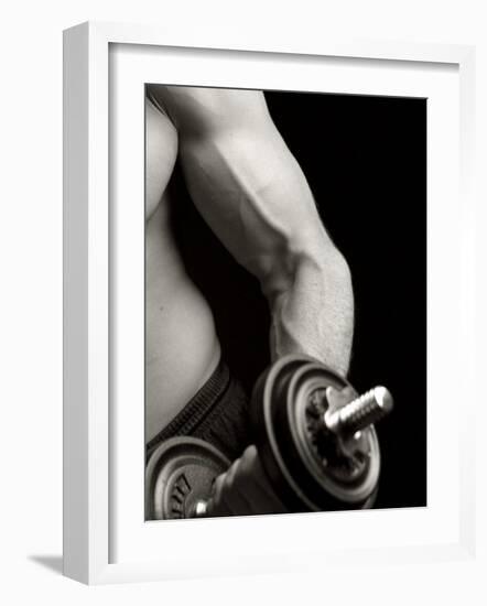 Man Working Out with Hand Wieghts, New York, New York, USA-Chris Trotman-Framed Photographic Print