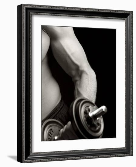 Man Working Out with Hand Wieghts, New York, New York, USA-Chris Trotman-Framed Photographic Print