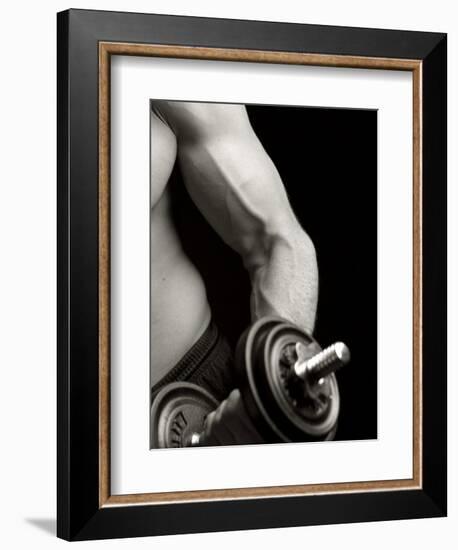 Man Working Out with Hand Wieghts, New York, New York, USA-Chris Trotman-Framed Photographic Print