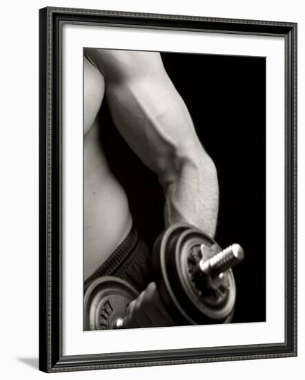 Man Working Out with Hand Wieghts, New York, New York, USA-Chris Trotman-Framed Photographic Print