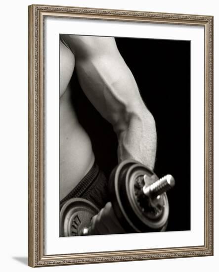 Man Working Out with Hand Wieghts, New York, New York, USA-Chris Trotman-Framed Photographic Print