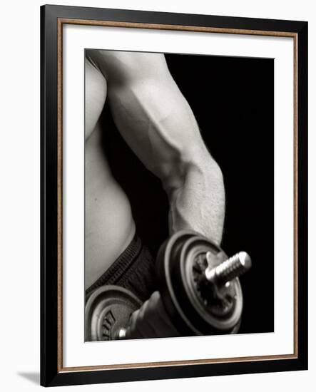 Man Working Out with Hand Wieghts, New York, New York, USA-Chris Trotman-Framed Photographic Print