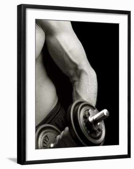 Man Working Out with Hand Wieghts, New York, New York, USA-Chris Trotman-Framed Photographic Print