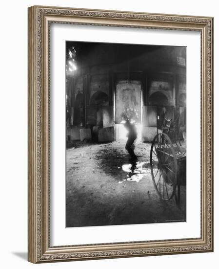 Man Working the Furnace at the Corning Glass Manufacturing Plant-Margaret Bourke-White-Framed Photographic Print