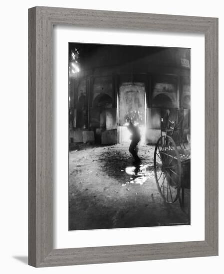 Man Working the Furnace at the Corning Glass Manufacturing Plant-Margaret Bourke-White-Framed Photographic Print