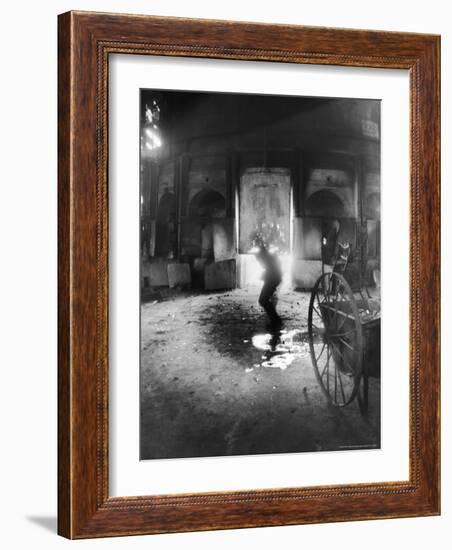 Man Working the Furnace at the Corning Glass Manufacturing Plant-Margaret Bourke-White-Framed Photographic Print