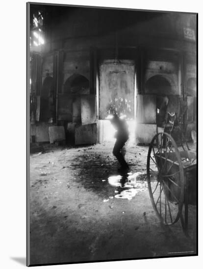 Man Working the Furnace at the Corning Glass Manufacturing Plant-Margaret Bourke-White-Mounted Photographic Print