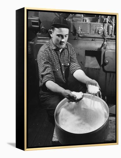 Man Working with Molded Plastics at Barton Molding Co-Hansel Mieth-Framed Premier Image Canvas