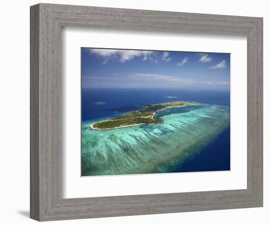 Mana Island and Coral Reef, Mamanuca Islands, Fiji-David Wall-Framed Photographic Print