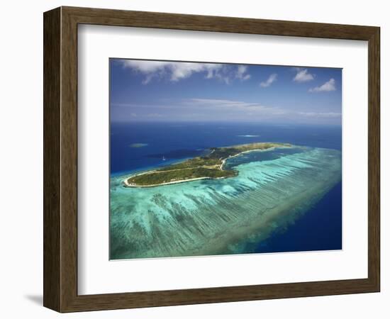 Mana Island and Coral Reef, Mamanuca Islands, Fiji-David Wall-Framed Photographic Print