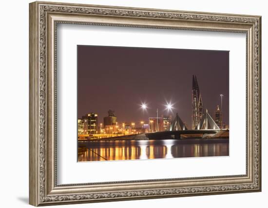 Manama at Night, Bahrain, Middle East-Angelo Cavalli-Framed Photographic Print