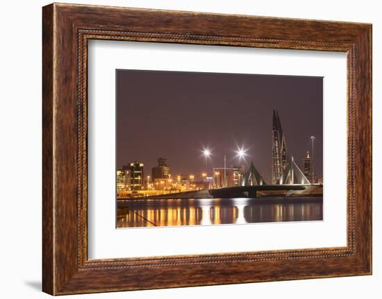 Manama at Night, Bahrain, Middle East-Angelo Cavalli-Framed Photographic Print