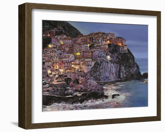 Manarola at dusk-Guido Borelli-Framed Giclee Print