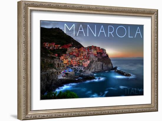 Manarola, Italy - City on Cliff-Lantern Press-Framed Art Print