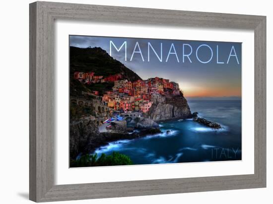 Manarola, Italy - City on Cliff-Lantern Press-Framed Art Print