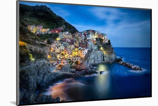 Manarola Night, Cinque Terre, Liguria, Italy-George Oze-Mounted Photographic Print