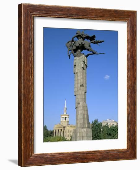 Manas Statue, Science College, Bishkek, Kyrgyzstan, Central Asia-Upperhall-Framed Photographic Print