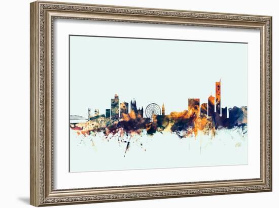 Manchester England Skyline-Michael Tompsett-Framed Art Print