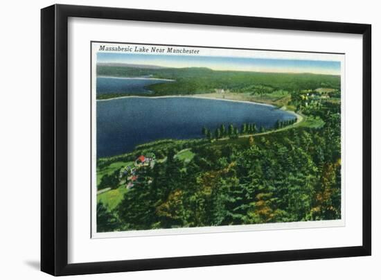 Manchester, New Hampshire - Aerial View of Massabesic Lake near City-Lantern Press-Framed Art Print
