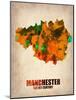 Manchester Watercolor Poster-NaxArt-Mounted Art Print