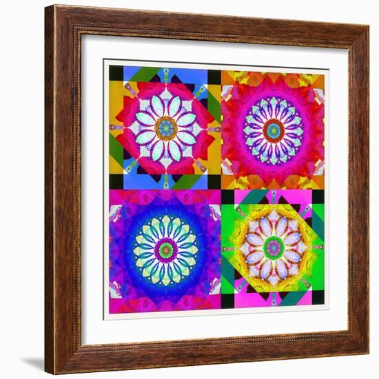 Mandala, Colourful, 'Color Geometry Squares Ii'-Alaya Gadeh-Framed Photographic Print