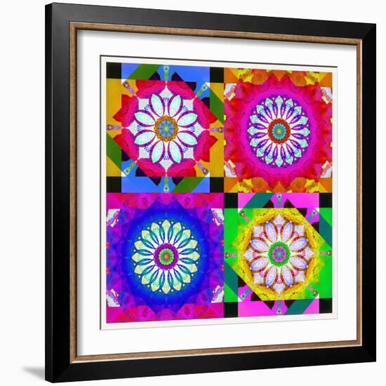 Mandala, Colourful, 'Color Geometry Squares Ii'-Alaya Gadeh-Framed Photographic Print