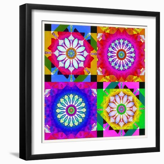 Mandala, Colourful, 'Color Geometry Squares Ii'-Alaya Gadeh-Framed Photographic Print