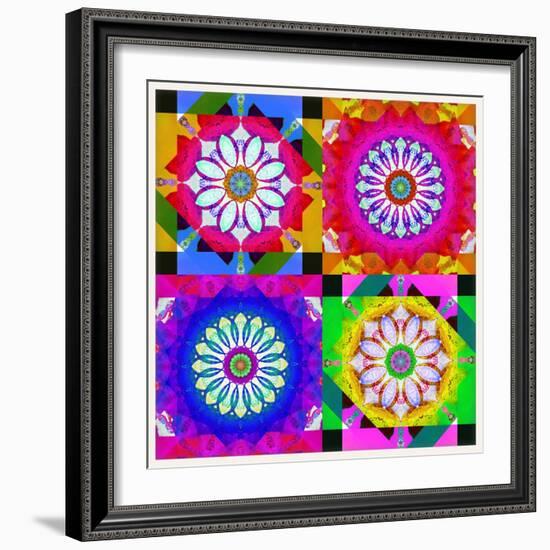 Mandala, Colourful, 'Color Geometry Squares Ii'-Alaya Gadeh-Framed Photographic Print