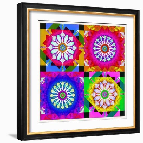 Mandala, Colourful, 'Color Geometry Squares Ii'-Alaya Gadeh-Framed Photographic Print