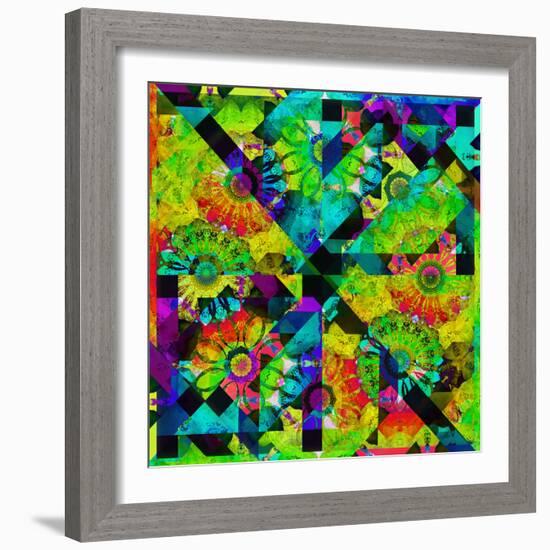 Mandala, Colourful, 'Color Geometry Squares Iv'-Alaya Gadeh-Framed Photographic Print