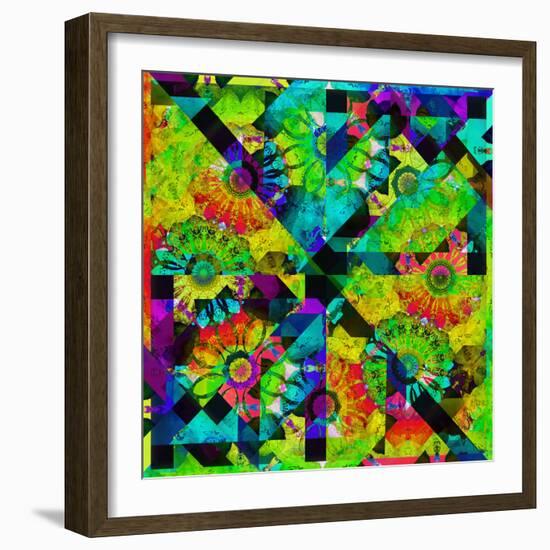 Mandala, Colourful, 'Color Geometry Squares Iv'-Alaya Gadeh-Framed Photographic Print