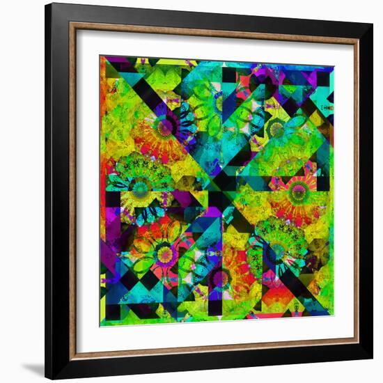 Mandala, Colourful, 'Color Geometry Squares Iv'-Alaya Gadeh-Framed Photographic Print