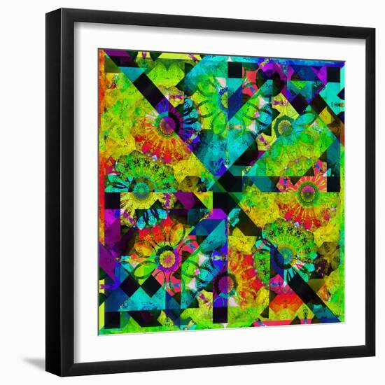 Mandala, Colourful, 'Color Geometry Squares Iv'-Alaya Gadeh-Framed Photographic Print