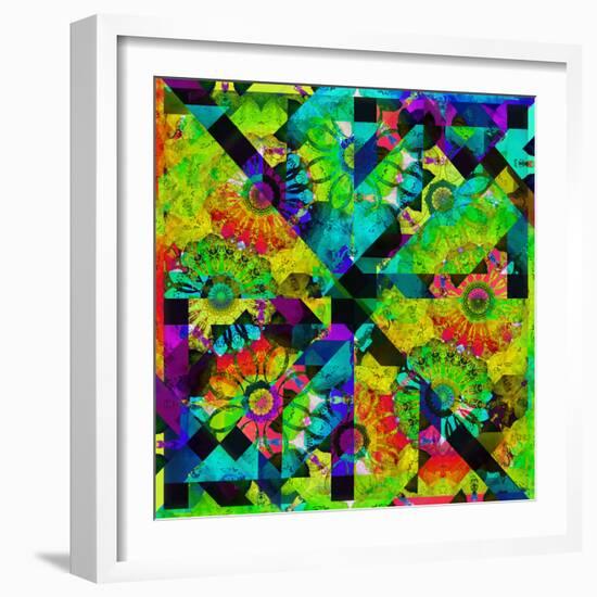 Mandala, Colourful, 'Color Geometry Squares Iv'-Alaya Gadeh-Framed Photographic Print