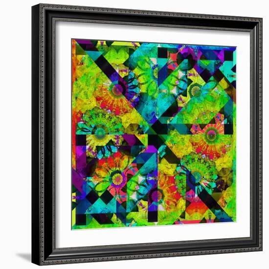 Mandala, Colourful, 'Color Geometry Squares Iv'-Alaya Gadeh-Framed Photographic Print