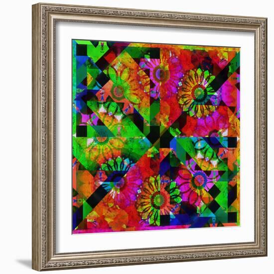 Mandala, Colourful, 'Color Geometry Squares V'-Alaya Gadeh-Framed Photographic Print