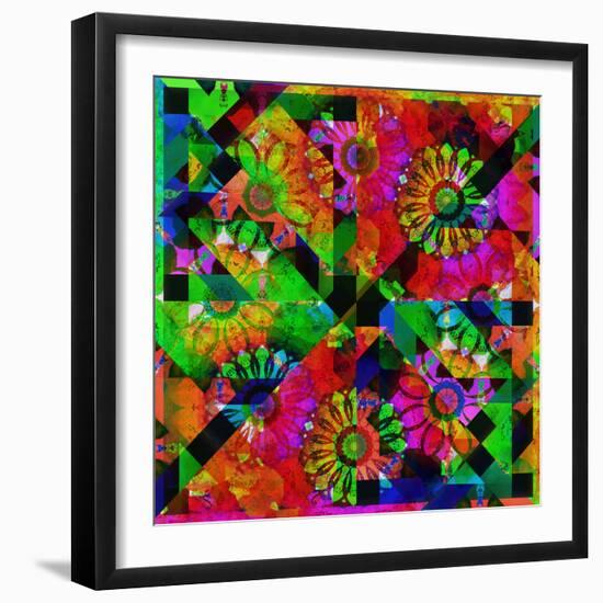 Mandala, Colourful, 'Color Geometry Squares V'-Alaya Gadeh-Framed Photographic Print