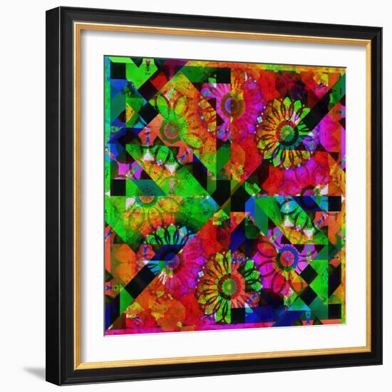 Mandala, Colourful, 'Color Geometry Squares V'-Alaya Gadeh-Framed Photographic Print