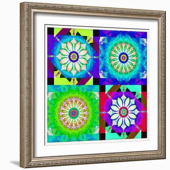 Mandala, Colourful, 'Color Geometry Squares'-Alaya Gadeh-Framed Photographic Print