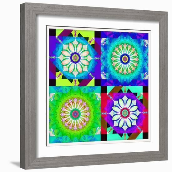 Mandala, Colourful, 'Color Geometry Squares'-Alaya Gadeh-Framed Photographic Print