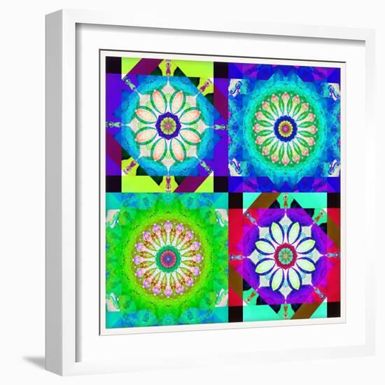 Mandala, Colourful, 'Color Geometry Squares'-Alaya Gadeh-Framed Photographic Print