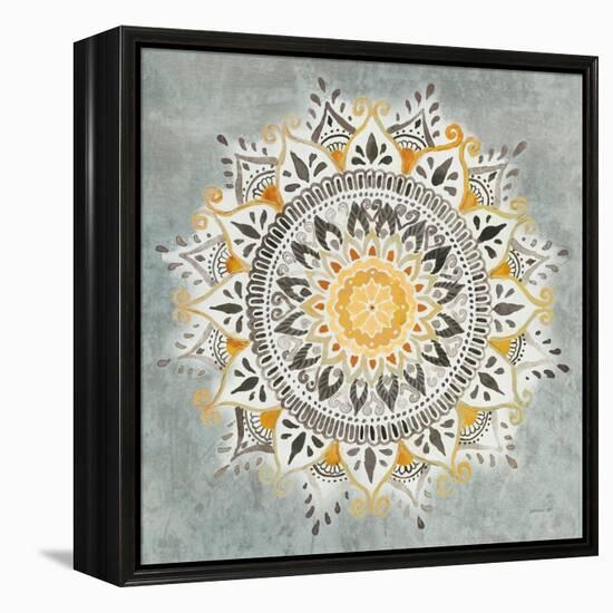 Mandala Delight I Yellow Grey-Danhui Nai-Framed Stretched Canvas